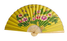 Large 64*35.5 Inch Oriental Wall Hanging Folding Fan with Peony and Butterflies picture