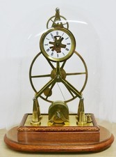 Antique English 8 Day Single Fusee Great Wheel Skeleton Table Clock Under Dome picture