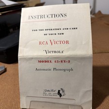 1950 Vintage RCA Victor Victrola Model 45-EY-2 Instructions 4 Page Sheets picture