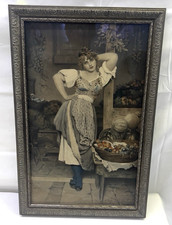Vintage Eugen von Blaas (1843-1932) Fruit Seller Framed Lithograph 25 X 16.75'' picture
