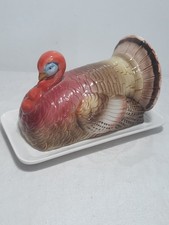 Beautiful Otagiri  Japan Thanksgiving turkey covered Butter dish Vintage  picture
