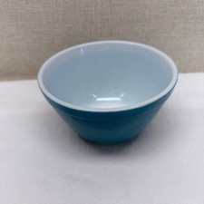 Vintage Pyrex 401 Turquoise Blue Mixing Bowl 1.5 Pint Small Opal Glass USA picture