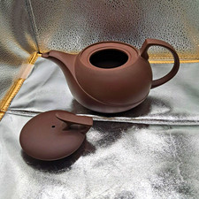 Antique Chinese Clay Teapot with Seal Mark. Yixing chocolate color no chips. picture