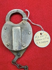 Vintage Antique Obsolete NYRT New York Brass Padlock picture
