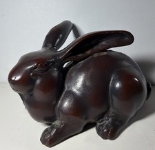 Vintage Bronze Cast Finished  Bunny Rabbit Hare Japan Heavy  picture