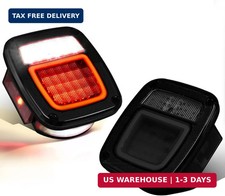 2Pcs Square Smoked Lens LED Halo Brake Stop Running/Reverse/License Plate/Cleara picture