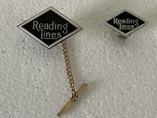 Railroad Enameled Hat-lapel Pin & Tie Tack w/ Button-hole Chain - Reading Lines picture