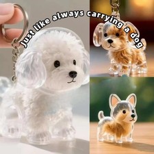 Cute Dog Hair Pendant Keychain Couple Bag Charm Car Jewelry Accessory picture