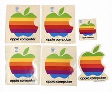 Vintage Apple Computer Rainbow Logo Decals 1970s - 1980s -Original- Lot Of 6 picture