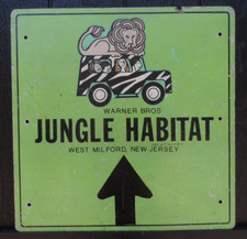 WARNER BOS JUNGLE HABITAT West Milford NJ Original Old 1970s Amusement Park Sign picture