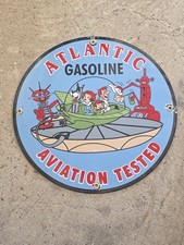 VINTAGE ATLANTIC 1963 GASOLINE AVIATION PORCELAIN SIGN GAS STATION PUMP 12