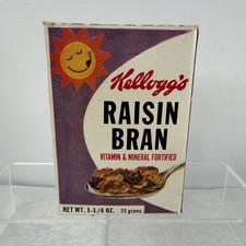 VTG 1960s Sealed Unopened Kellogs Raisin Bran 1-1/4 oz Cereal Package Box picture
