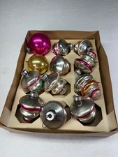 Vintage shiny Brite Mercury Tornado Glass Christmas Ornaments Set Box Bottom picture