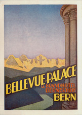 Bellevue Palace ~BERN - SWITZERLAND~ Beautiful Hotel Luggage Label, c. 1940 picture