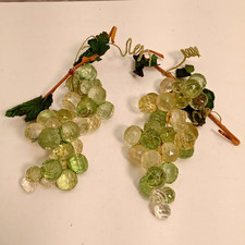 Set Of 2 Vintage Acrylic Lucite Clear Faceted Grape Clusters picture