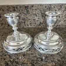 Vintage Shirley Pewter Hand Made Candlesticks – Pair picture