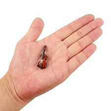 Dselvgvu Wooden Miniature Violin with Bow and Case 1/12 Scale Dollhouse Acces... picture
