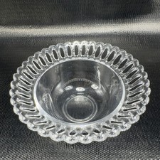 Vintage Clear Glass Bowl With Blown Glass Looped Rim Dish Bowl Decorative Bowl picture