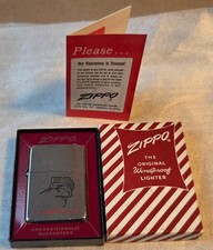 Vintage 1958 Zippo Lighter Ft Lauderdale Fla Sailfish Candy Stripe Box Full Set picture