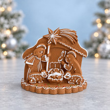 Handmade Plaster Gingerbread Nativity Scene Christmas Manger Display 4 Inch Gift picture