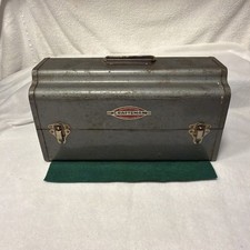 Vintage 1948-1953 Craftsman Sears Metal Toolbox Gray Hammered Steel Tool Box USA picture