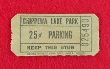 Vintage Chippewa Lake Park Parking Ticket Stub 25¢ Collectible picture