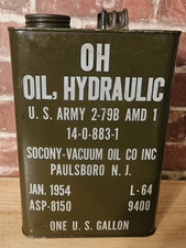 VINTAGE SOCONY VACUUM ARMY 1 GAL. MOTOR OIL CAN picture