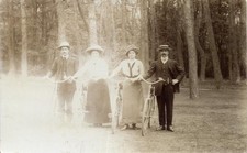 Vintage Real Photo Postcard - A Group of People with Bicycles - RPPC 1900s picture