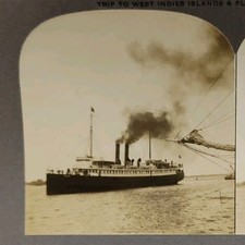 Private Stereoview Photo 1911 Nassau Island Steamer S.S. Miami Ship Vtg #117 picture