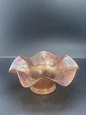 Fenton Blackberry Spray Marigold Carnival Glass Antique Ruffled Bowl picture