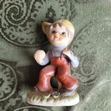 Vintage Boy w/Baseball Porcelain Figurine picture