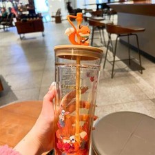Starbucks Cute Autumn Fox Maple Leaf Mug Nonpareil Straw Double Mug Set Gift picture