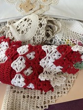 Estate Vintage Hand Crochet Dollies Colorful Lot of 5 picture
