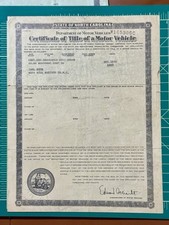 1953 North Carolina Certificate Of Title Of A Motor Vehicle 1947 5G Chevy 2 Door picture