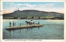 Hockanum Ferry Northampton MA Mt Holyoke c1910 Postcard Horse Wagon picture