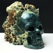 800g Natural Crystal Mineral Specimen. Grape Agate. Hand-carved.  Skull.CF picture
