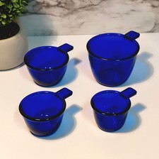 Cobalt Blue Depression Style Glass Measuring Cup Set, 4PC, Vintage Style Kitchen picture