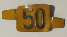 1950 Delaware License Plate Metal Date Expiration Tab Yellow Blue picture