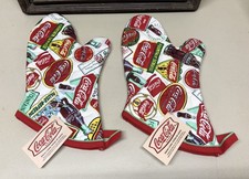Vintage Retro Coca Cola Oven Mitt Pot Holder Red Advertising 1999 Y2K 2pcs NWT picture