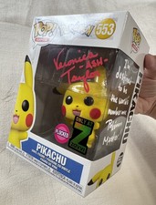 Funko Pop Pokemon Pikachu #553 Zavvi Flocked Exclusive Veronica Taylor PSA READ picture