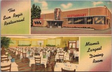 c1950s MIAMI, Florida Postcard THE SAN REGIS RESTAURANT - MWM Linen Unused picture