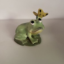 Vintage Josef Originals Ceramic Frog on Lilypad Butterfly on Head Korea Figurine picture