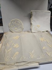 Vintage MARGHAB Madeira Linen Iris Pattern 28pc Set IOB New Old Stock picture