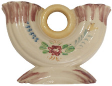 Vintage Double Cornucopia Vase Hand Painted Porcelain MC Pottery Art Japan 4.5