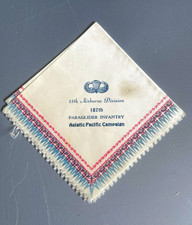 Vintage 11th Airborne 187th Paraglider Infantry Sweetheart Handkerchief, WW2 picture