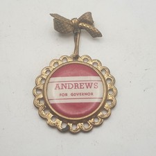 Vintage 1962 Mark Andrews North Dakota Governor Campaign Dangle Bow Brooch Pin picture