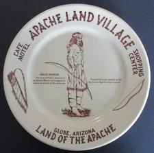 1954 Souvenir Wallace China Large Plate Apache Land Village Globe Arizona picture