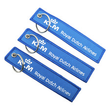 STUNNING KLM ROYAL DUTCH AIRLINES EMBROIDERED TAG KEYCHAIN/KEY RING...RARE... picture