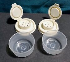 Tupperware Salt & Pepper Shakers Measuring Clear Smidgets Off White Seals New picture