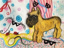 BRUSSELS GRIFFON Masquerade 13x19 Dog FOLK ART Print by Artist KSams picture